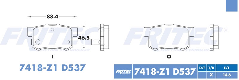 BALATA DISCO TRASERA HONDA ACCORD 1991-2007 CIVIC 2006-2015 SUZUKI SX4 2007-2010 SX4 2009-2014 ACURA ILX 2013-2015 =D537