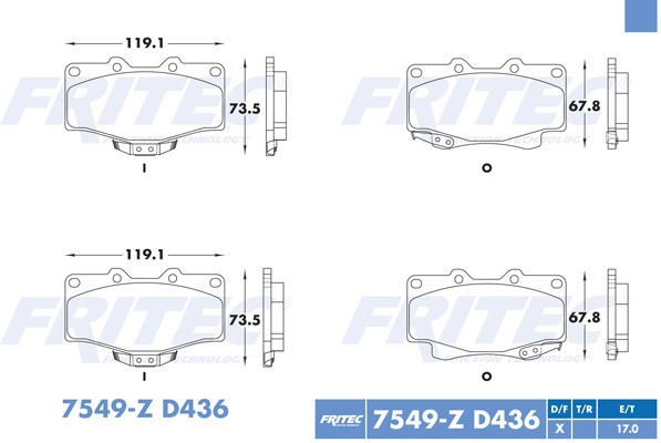 BALATA DISCO DELANTERA TOYOTA TRUCK HILUX 2004-2008 TACOMA 1995-1998  4RUNNER 2001-2002 =D436