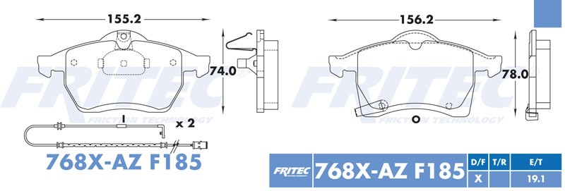 BALATA DISCO DELANTERA CHEVROLET ASTRA 2001-2007 CHEVROLET TRUCK ZAFIRA 2001-2007 =F185