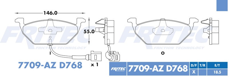 BALATA DISCO DELANTERA VOLKSWAGEN JETTA A4 2000-2014 UP 2016 JETTA CITY 2007-2010 BEETLE 2000-2011 CROSSFOX 2007-2013 =D768