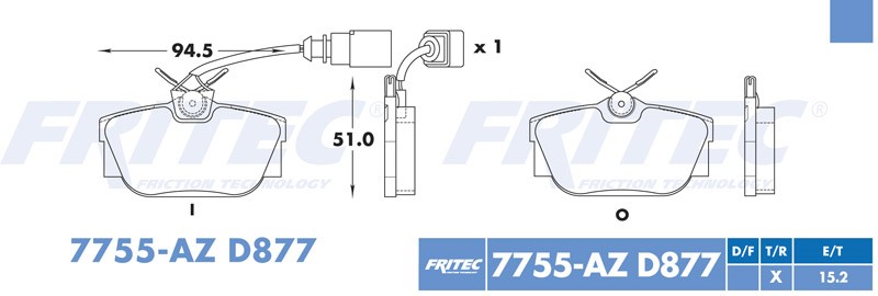 BALATA DISCO TRASERA VOLKSWAGEN TRUCK EUROVAN 2000-2003 SHARAN 2002-2008 SEAT TRUCK ALHAMBRA 2002-2008 =D877