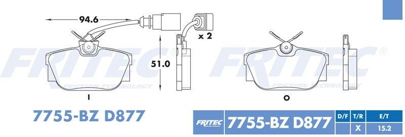 BALATA DISCO TRASERA VOLKSWAGEN TRUCK EUROVAN 2000-2003 SHARAN 2002-2008 SEAT TRUCK ALHAMBRA 2002-2008 =D877