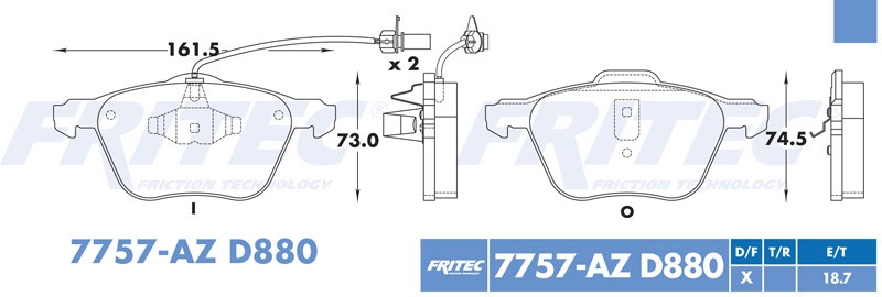 BALATA DISCO DELANTERA VOLKSWAGEN TRUCK SHARAN 2002-2008 SEAT TRUCK ALHAMBRA 2002-2008 =D880