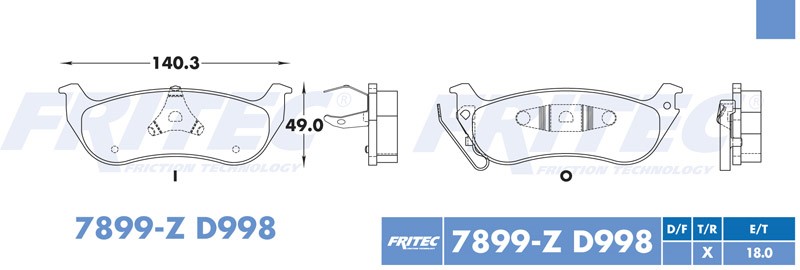BALATA DISCO TRASERA CHRYSLER TRUCK TOWN & COUNTRY 1983 PACIFICA 2004-2008 =D998
