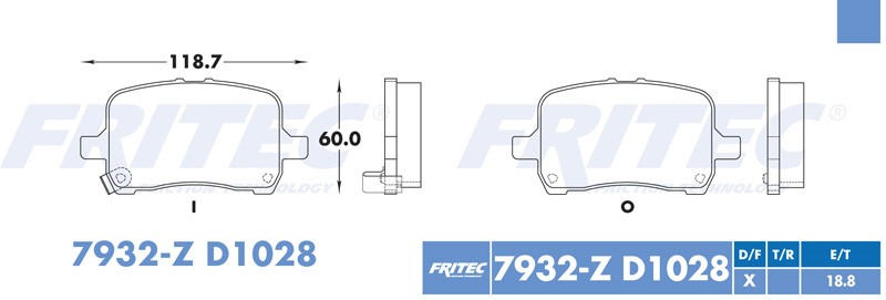 BALATA DISCO DELANTERA CHEVROLET MALIBU 2004-2006 MALIBU 2011-2012 PONTIAC G5 2007 PONTIAC G6 2005-2010 SOLSTICE 2006-2009 =D1028