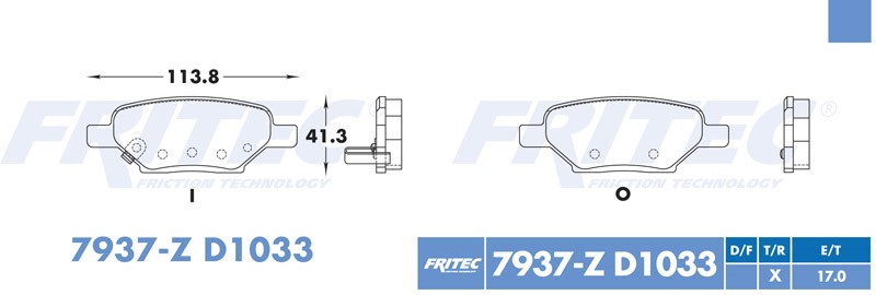 BALATA DISCO TRASERA CHEVROLET MALIBU 2004-2012 CHEVROLET TRUCK HHR 2008-2010 PONTIAC G5 2007-2010 PONTIAC G6 2005-2010 =D1033