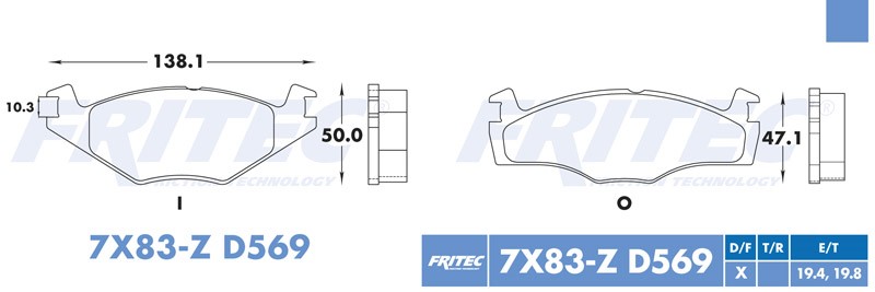 BALATA DISCO DELANTERA VOLKSWAGEN JETTA A3 1993-1998 GOLF A3 1992-1999 AUDI CABRIOLET 1990-1991 ROTOR SOLIDO =D569