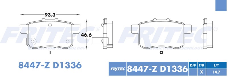 BALATA DISCO TRASERA HONDA ACCORD 2008-2015 ACURA TSX 2010 =D1336