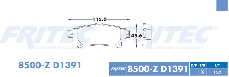BALATA DISCO TRASERA TOYOTA TRUCK SIENNA 2008-2015 HIGHLANDER 2005-2012 LEXUS TRUCK RX450H 2013-2016 =D1391