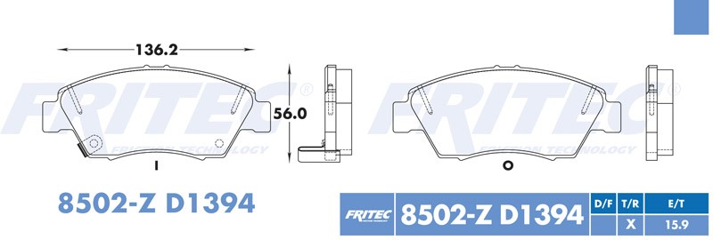 BALATA DISCO DELANTERA HONDA FIT 2010-2016 CITY 2016 HONDRA TRUCK CR-Z 2011-2015 =D1394