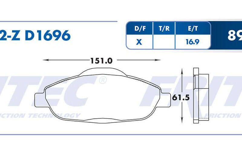 BALATA DISCO DELANTERA PEUGEOT 308 2011-2012 PEUGEOT 308 2009-2012 PEUGEOT 308 CC 2010-2012 PEUGEOT 308 RC 2012 =D1696