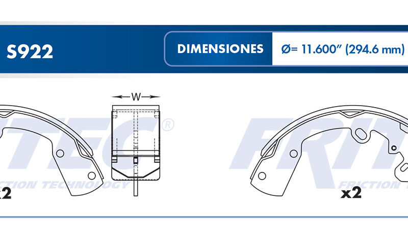 BALATA TAMBOR TRASERA DODGE TRUCK DAKOTA 2006 DAKOTA SLT 2010-2012 2WD DAKOTA SLT 2011-2012 4WD RAM DAKOTA 2007-2011 =S922