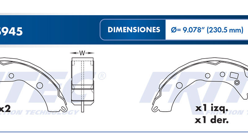 BALATA TAMBOR TRASERA TOYOTA COROLLA 2009-2016 PRIUS C 2012-2015 =S945