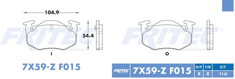 BALATA DISCO TRASERA RENAULT CLIO SPORT 2001-2007 PEUGEOT 206 2000-2008 PEUGEOT 207 2009-2010 PEUGEOT 306 1998-2002 =F015