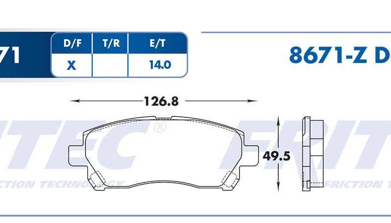 BALATA DISCO DELANTERA TOYOTA TRUCK AVANZA 2007-2012 =D1471