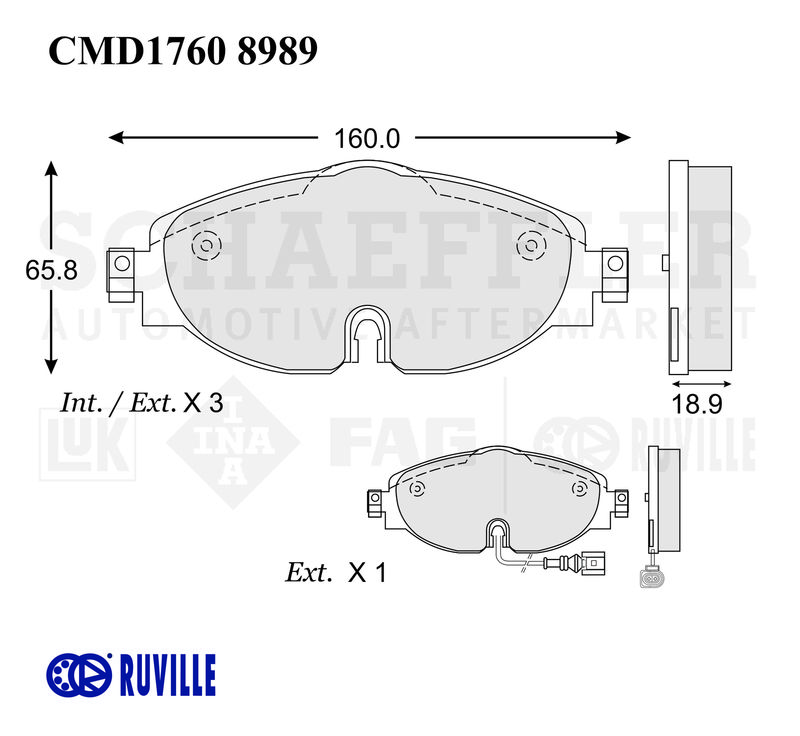BALATA DISCO DELANTERA VOLKSWAGEN GOLF A7 2015-2020 GOLF GTI 2015-2021 AUDI A3 2015-2018 AUDI A3 SEDAN 2014-2020 =D1760