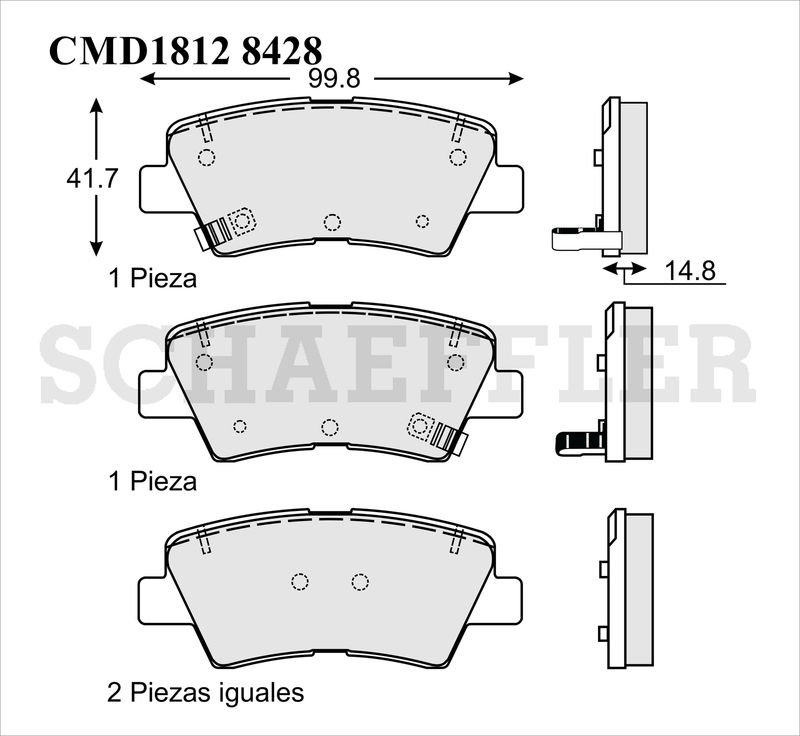 BALATA DISCO TRASERA HYUNDAI ACCENT 4L 1.6 LTS 2018-2022 ELANTRA 4L 2.0 LTS 2017-2020 KIA TRUCK NIRO 4L 1.6 LTS 2017-2023