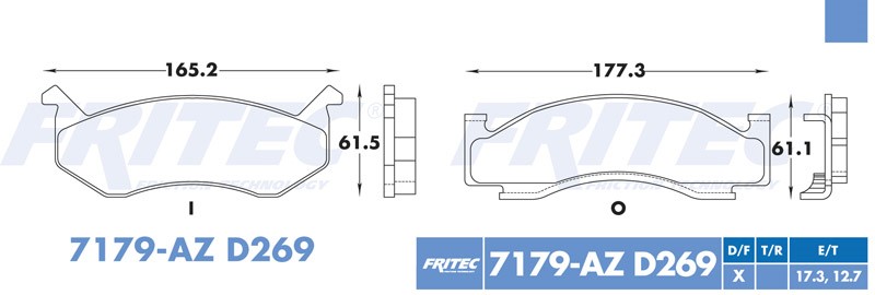BALATA DISCO DELANTERA CHEVROLET TRUCK MICROBUS 1990-1997 DODGE TRUCK D150 1988-1990 D250 1990 RAM CHARGER 1990 =D269