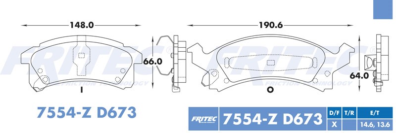 BALATA DISCO DELANTERA CHEVROLET CAVALIER 2000-2002 PONTIAC GRAND AM 1996-1998 =D673