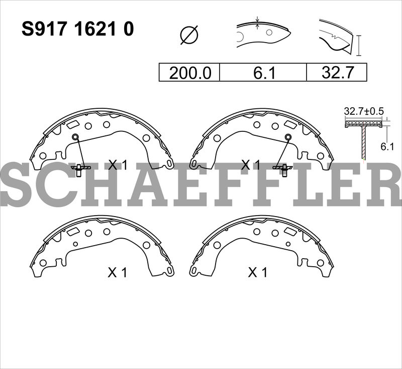 BALATA TAMBOR TRASERA TOYOTA YARIS HATCH BACK 2006-2014 YARIS SEDAN 2006-2006 =1621